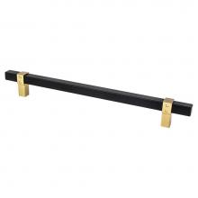 Berenson 5112-455MDB-P - Rivet Rebel 224mm CC Matte Black Bar and Modern Brushed Gold Posts Pull