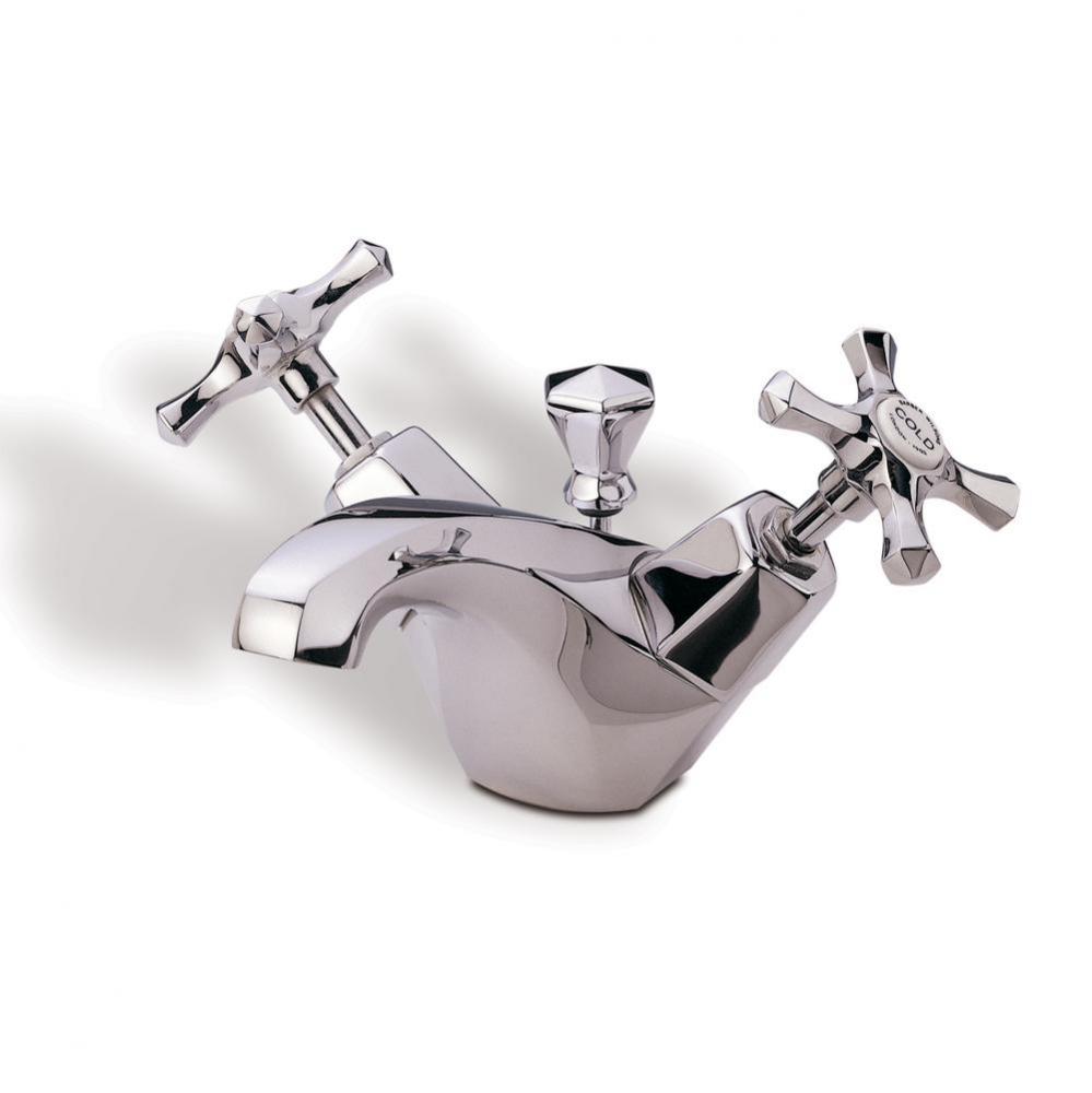 Mastercraft Single Hole Faucet With Pop Up Waste With White Porcelain Buttons