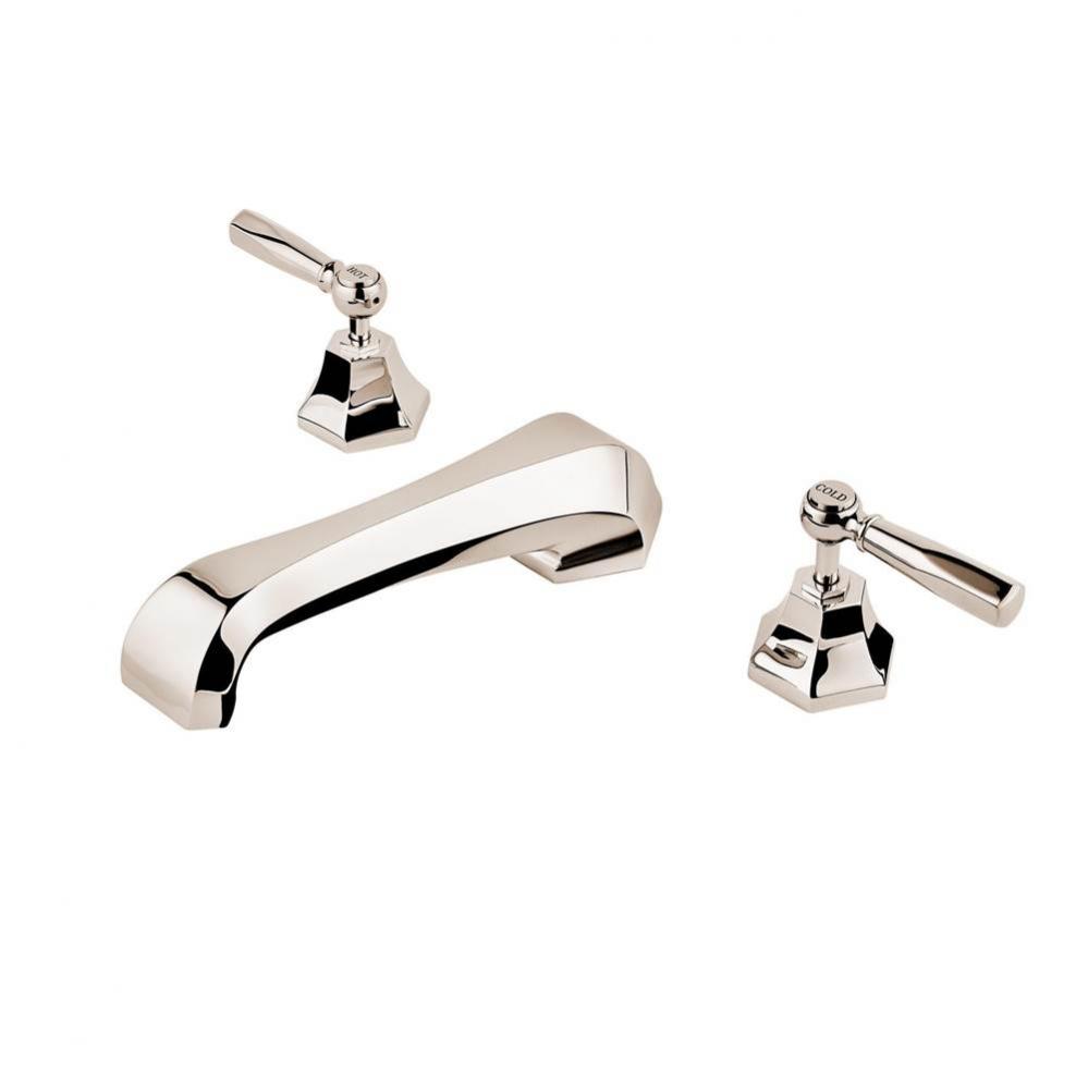 Mastercraft Lever  3 Hole Roman Tub Set With White Procelain Buttons