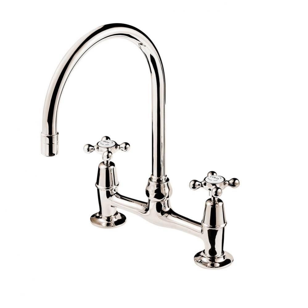 Regent 1900  Deck Mount Bridge Faucet 6'' Swan Neck Swivel Spout  With Flange Unions And