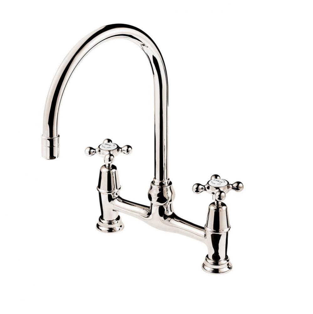 Regent  1900 Deck Mount Bridge Faucet W/Mushroom Legs 6''  Swan Neck Swivel Spout With W