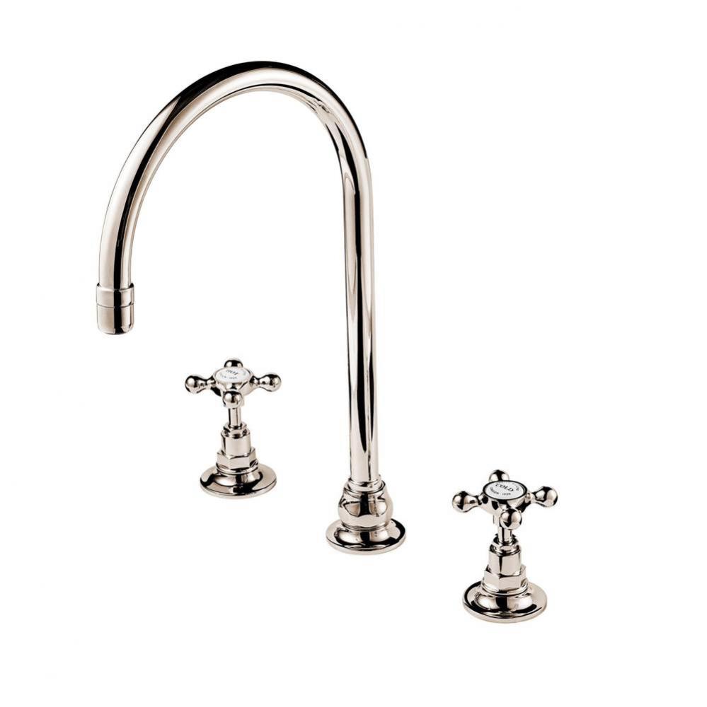 Regent 1890''S 3 Hole Kitchen Faucet 8'' Swan Neck Swivel Spout (No Spray)