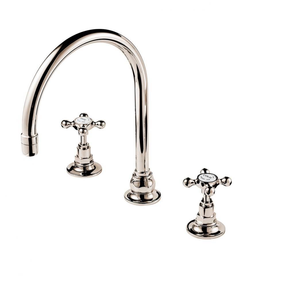 1890''S   Widespread Faucet 8'' Swan Neck Swivel Spout (No Waste Supplied) Wit