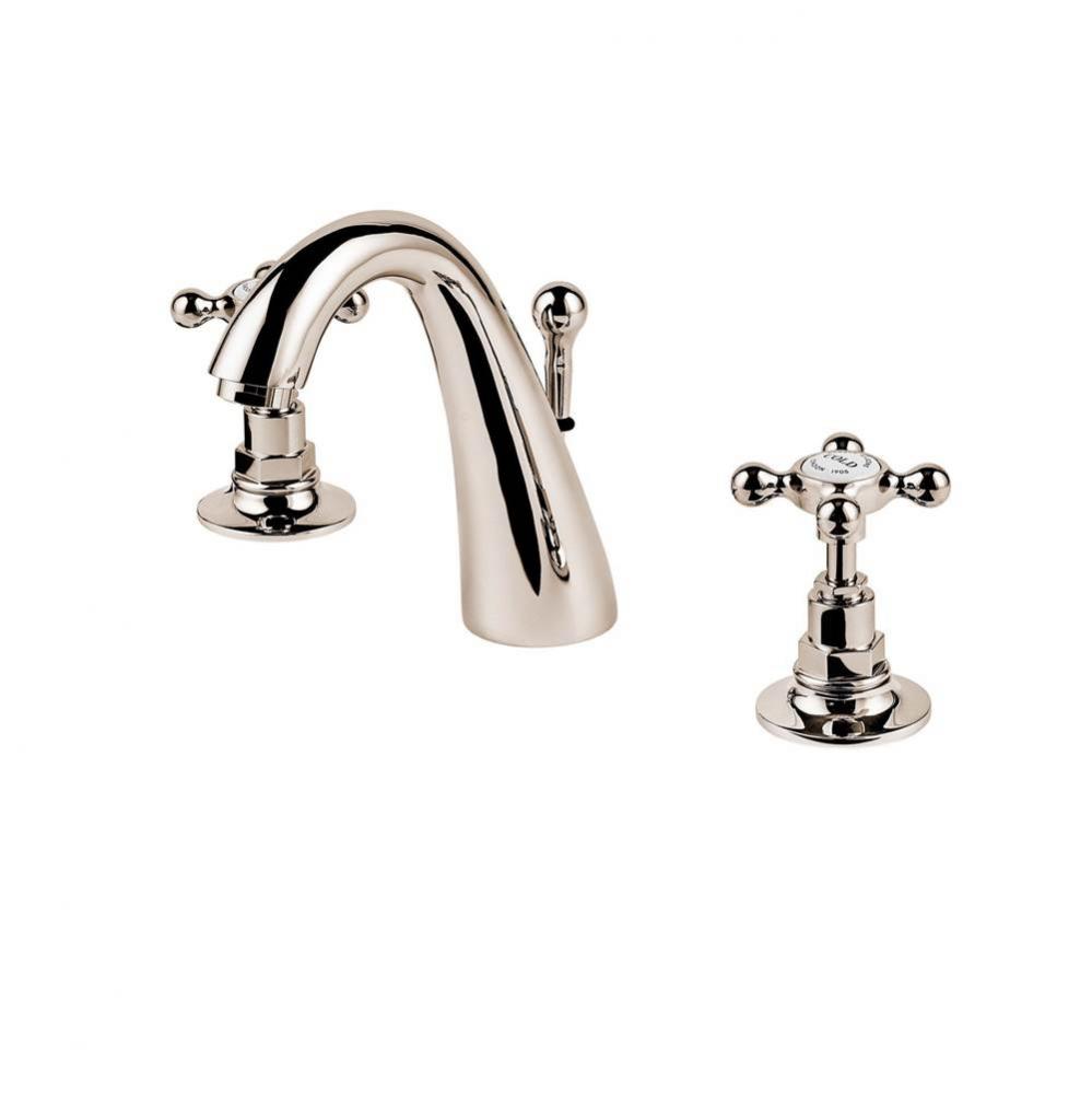 1890''S Widespread Faucet C Spout With Pop Up Waste (Ceramic Disc) With White Porcelain