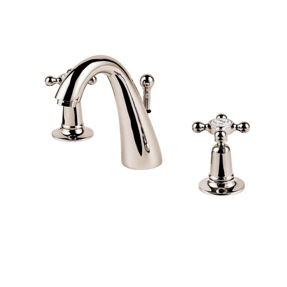 Regent 1900''S  Widespread Faucet C Spout With Pop Up Waste (Ceramic Disc) With White Po