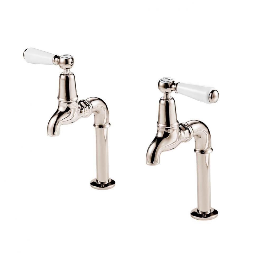 Regent 1900''S  Pair Bib Taps (Ceramic Disc) With 6'' Deck Unions With White P