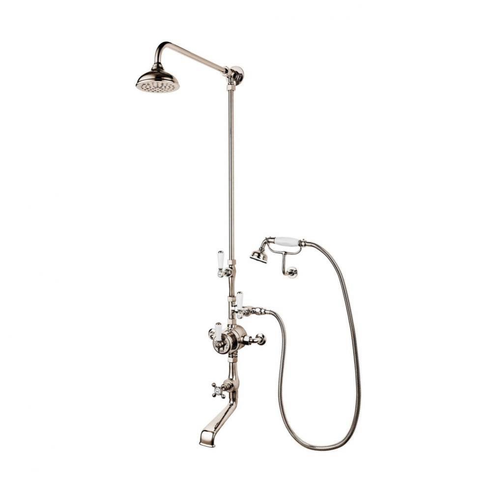 1890''S Bonnet Exposed Thermostatic Shower With Tub Spout And Hand Spray On Cradle With