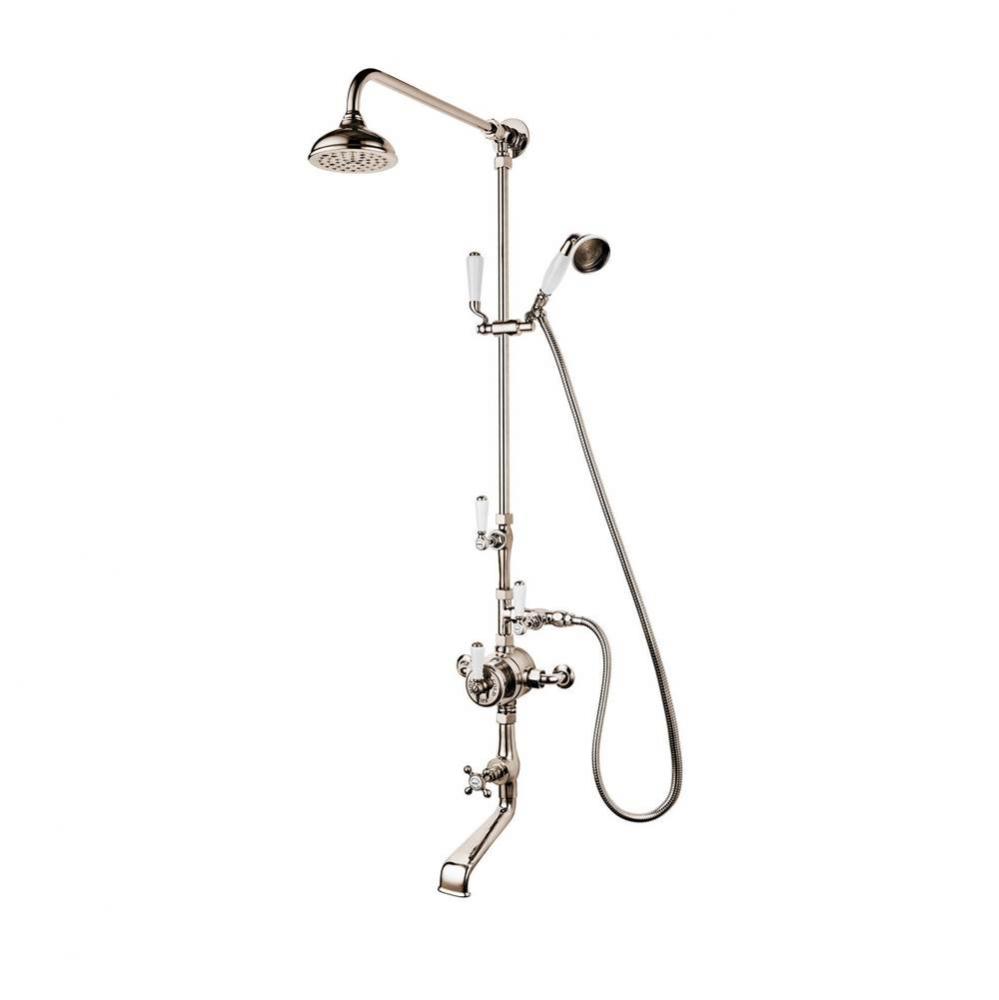 1890''S Bonnet Exposed Thermostatic Shower With Tub  & Hand Spray On Slider With 5&a