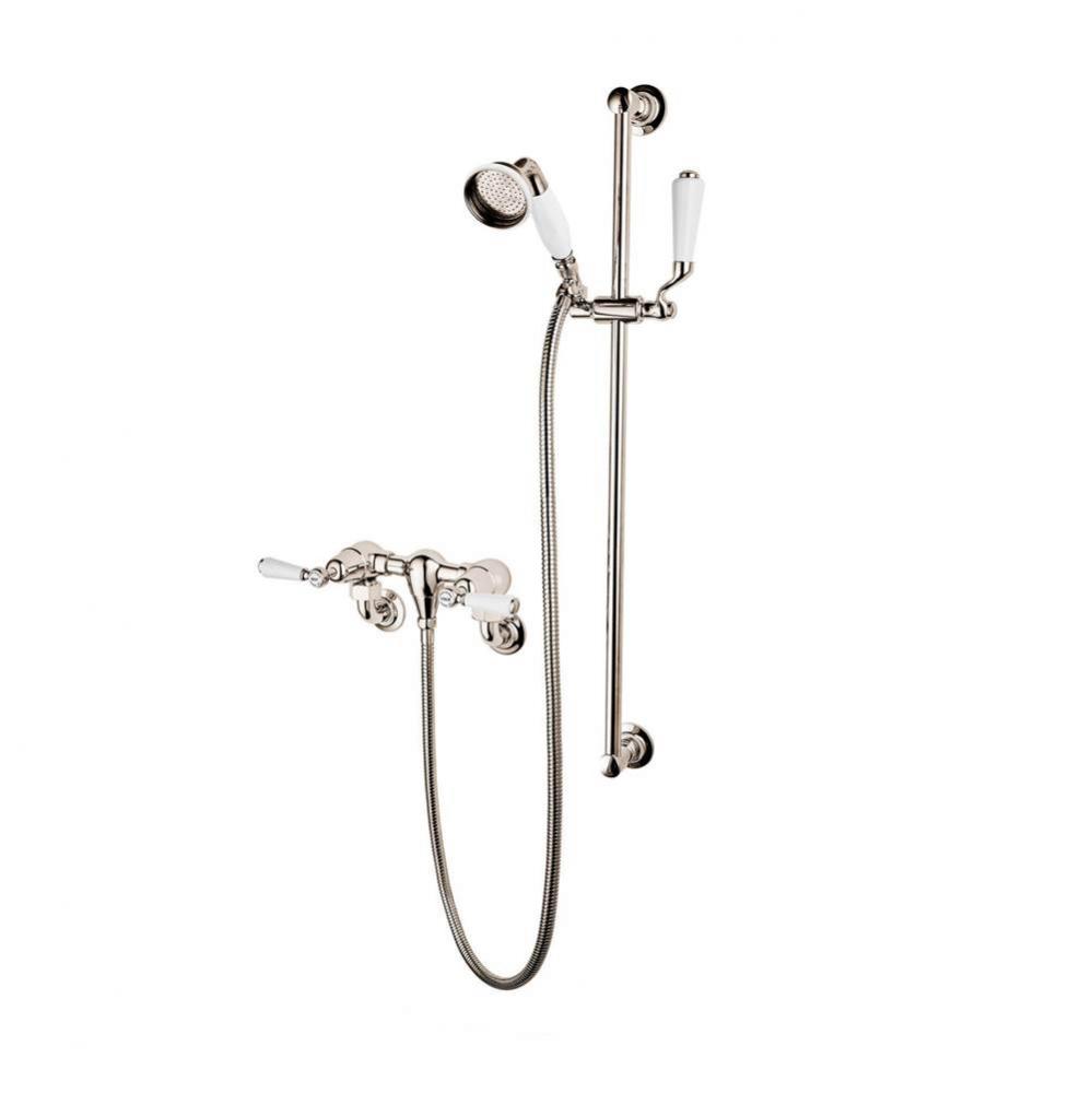 Regent 1900''S Exposed Manual Hand Spray On Slide Bar With White Porcelain Levers And In
