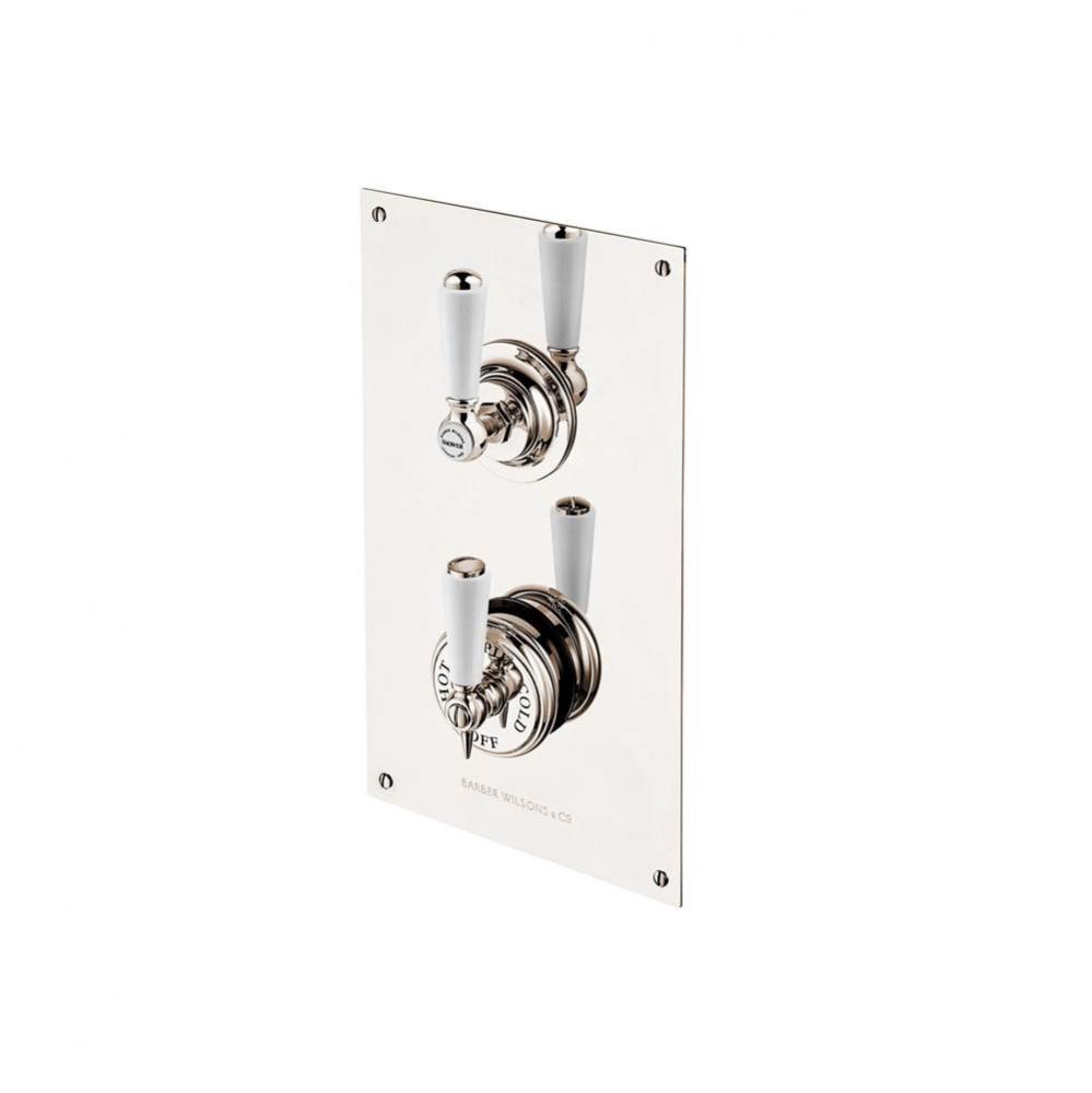 Concealed Thermostatic Valve With Single Volume Control On Rectangular Plate With White Porcealin