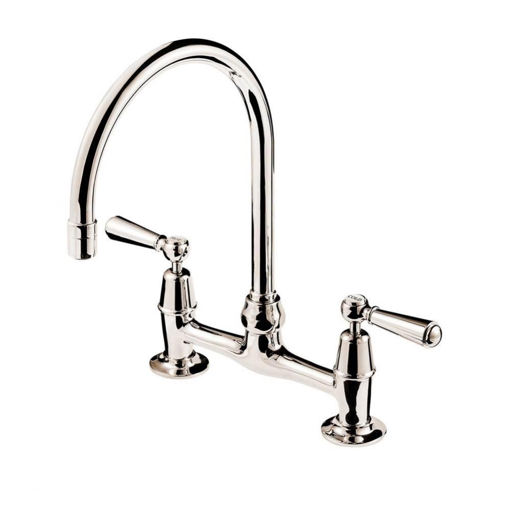 Regent 1900''S  Deck Mount Bridge Faucet 6'' Swan Neck Swivel Spout (Ceramic D