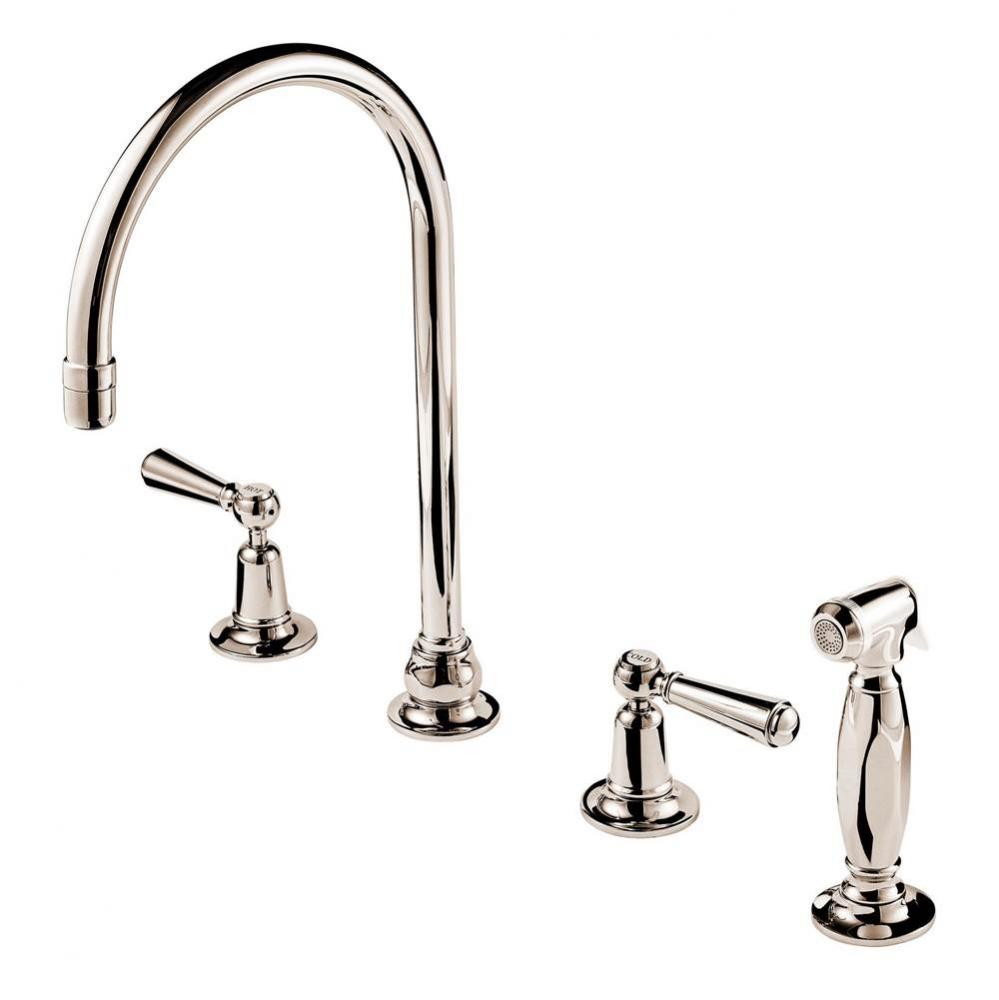 Regent 1900''S 4 Hole Kitchen Faucet W/Side Spray (Ceramic Disc) With Metal Lever, Butto