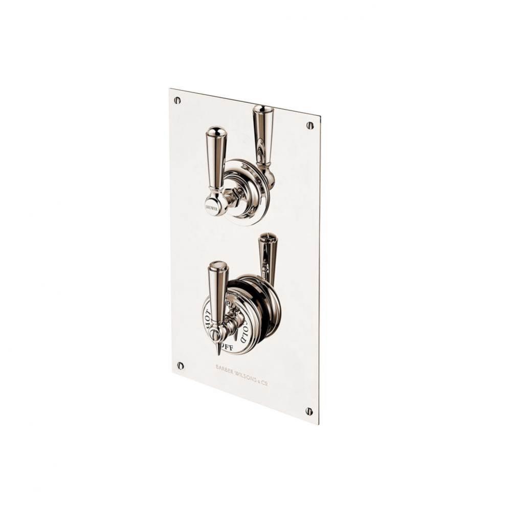 Concealed Thermostatic Valve With Single Volume Control On Rectangular Plate With Metal Levers And
