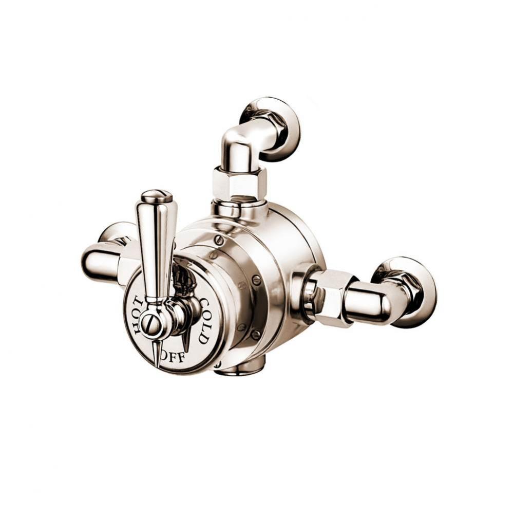 Exposed Thermostatic  Valve With Return Elbow  Only With Metal Lever (Compression Unions)