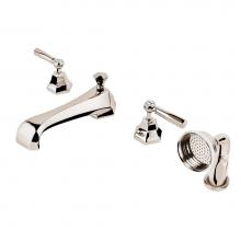 Barber Wilsons and Company MCL3494 PN - Mastercraft Lever 4 Hole Roman Tub Set W/Diverter Spout With White Porcelain Buttons