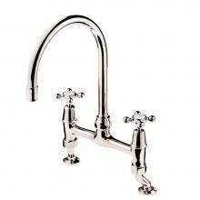 Barber Wilsons and Company R1010-19-PU-PN - Regent 1900  Deck Mount Bridge Faucet 8'' Swan Neck Swivel Spout With Pillar Unions And