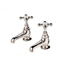 Barber Wilsons and Company R2124-1890 PN - 1890''S  Pair Basin Taps 4'' Spouts With White Porcelain Buttons