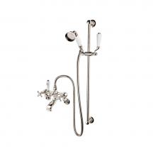 Barber Wilsons and Company R4306-1890 PC - 1890''S Exposed Wall Mount 3/4'' Tub And Hand Spray On Slide Bar With White Po