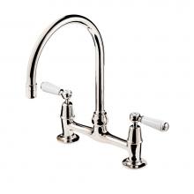 Barber Wilsons and Company RCL1010-1900-FL PN - Regent 1900''S  Bridge Kitchen Faucet With 8'' Swan Neck And Flange Unions Wit