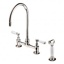 Barber Wilsons and Company RCL1030-1890-FL PN - 1890''S Bonnet 3 Hole Bridge Faucet 8'' Swan Neck Swivel Spout W/Hand Spray (C