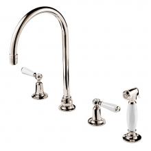 Barber Wilsons and Company RCL1040-1900 PN - Regent 1900''S 4 Hole Kitchen Faucet 8'' Swan Neck Swivel Spout W/Hand Spray (