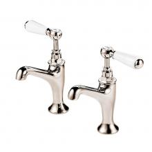 Barber Wilsons and Company RCL106-1890 PN - 1890''S Bonnet Pair Pillar Taps (Ceramic Disc) With White Porcelain Lever And Buttons