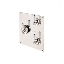Barber Wilsons and Company RCL53C2-PN - Concealed Thermostatic Valve With 2 Volume Controls On Rectangular Plate With White Porcelain Leve