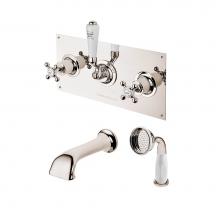 Barber Wilsons and Company R3452SETH-PN - Wall Mount Tub Mount On Plate With Deck Handspray