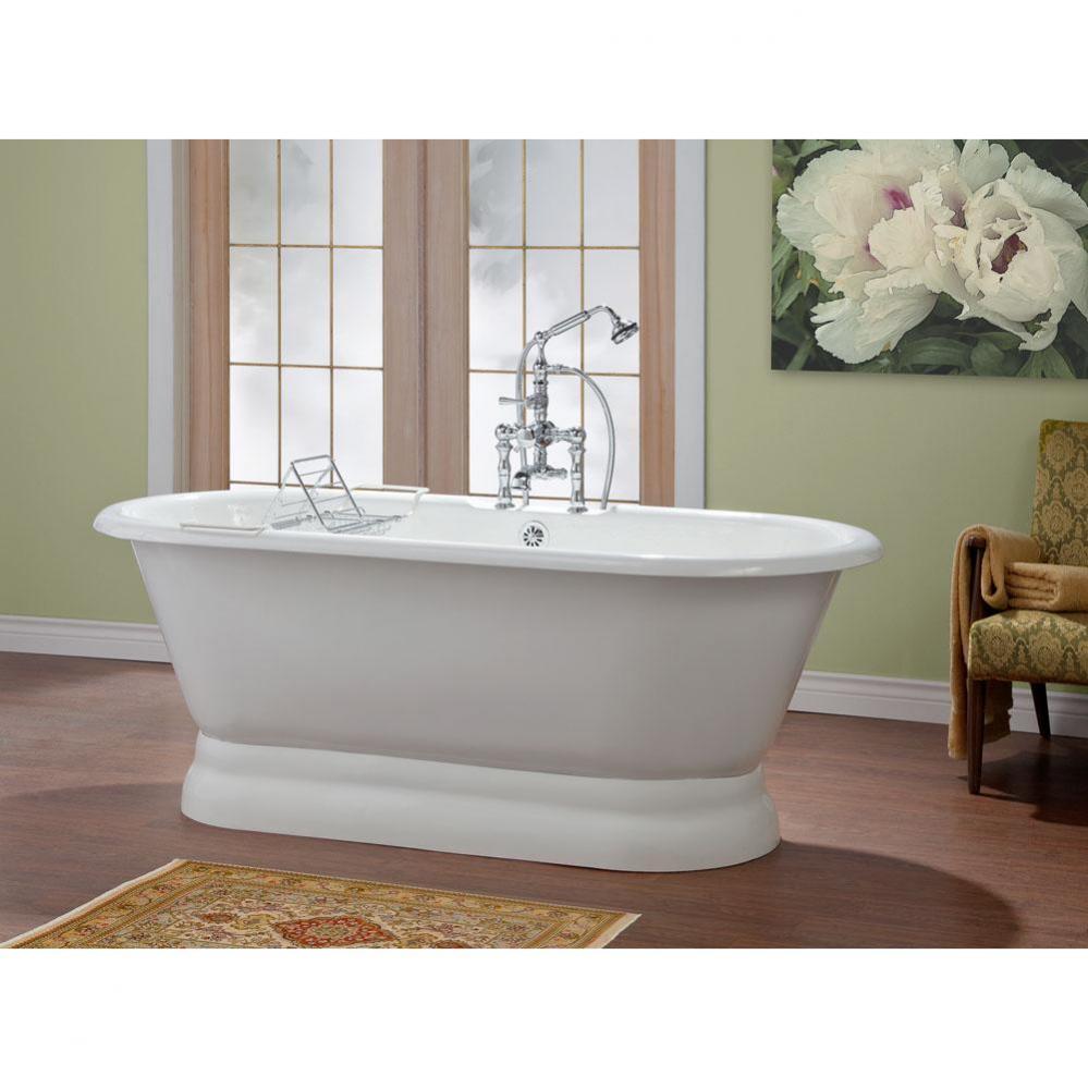 CARLTON Cast Iron Bathtub with Pedestal Base and Flat Area for Faucet Holes