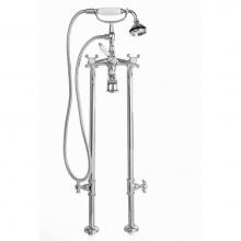 Cheviot Products 5102/3970XL-CH - 5100 SERIES Extra-Tall Free-Standing Tub Filler with Stop Valves - Cross Handles - Porcelain Accen