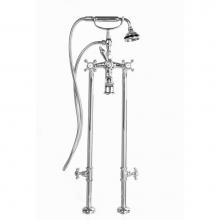 Cheviot Products 5117/3970XL-SB - 5100 SERIES Extra-Tall Free-Standing Tub Filler with Stop Valves - Cross Handles - Metal Accents