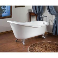 Cheviot Products 2134-WC-7-CH - SLIPPER Cast Iron Bathtub with Faucet Holes