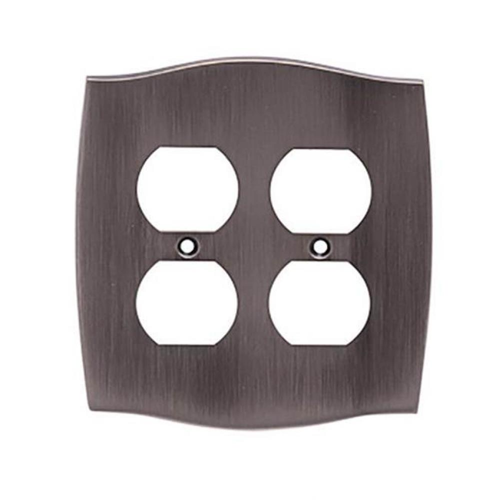 Double Duplex Colonial Switch Plate  - Matte Satin Chrome