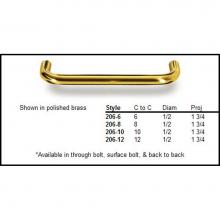 Colonial Bronze 206S-12-4 - 12'' Pull 1/2'' diameter Surface Mount - Satin Brass