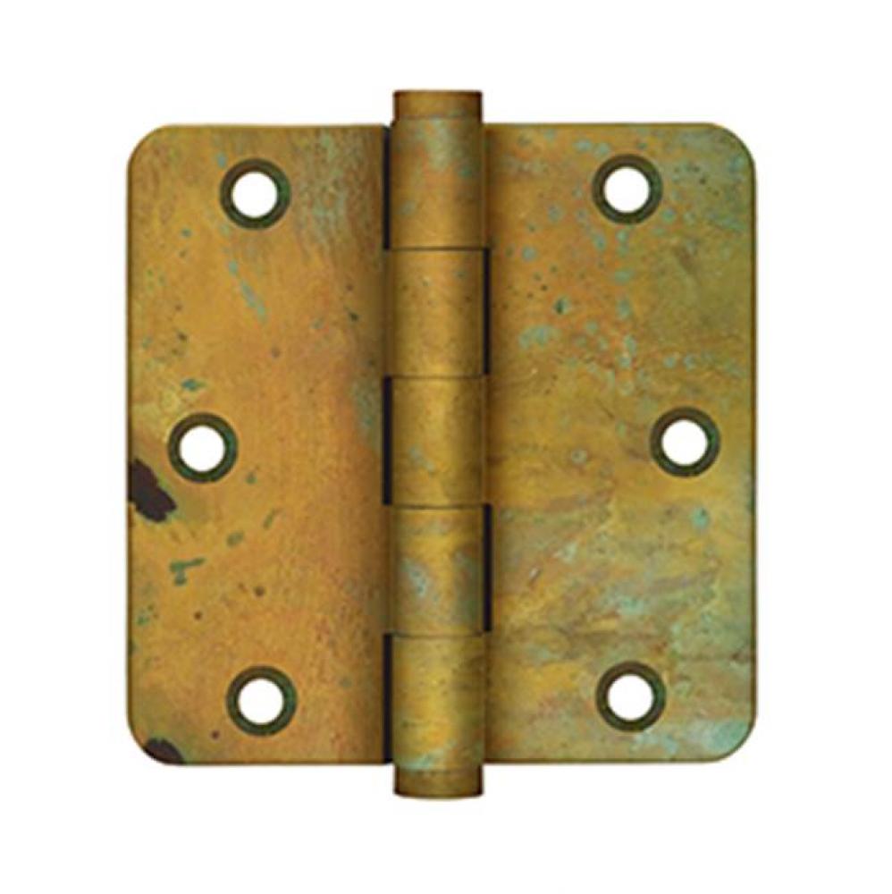 Sld Brass Hinge 3.5 X 3.5 X 1/4''R Rust Finish Res