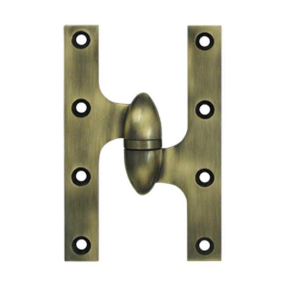 6''x 3-7/8'' Olive Knuckle Hinge, Ball Bearing, Solid Brass