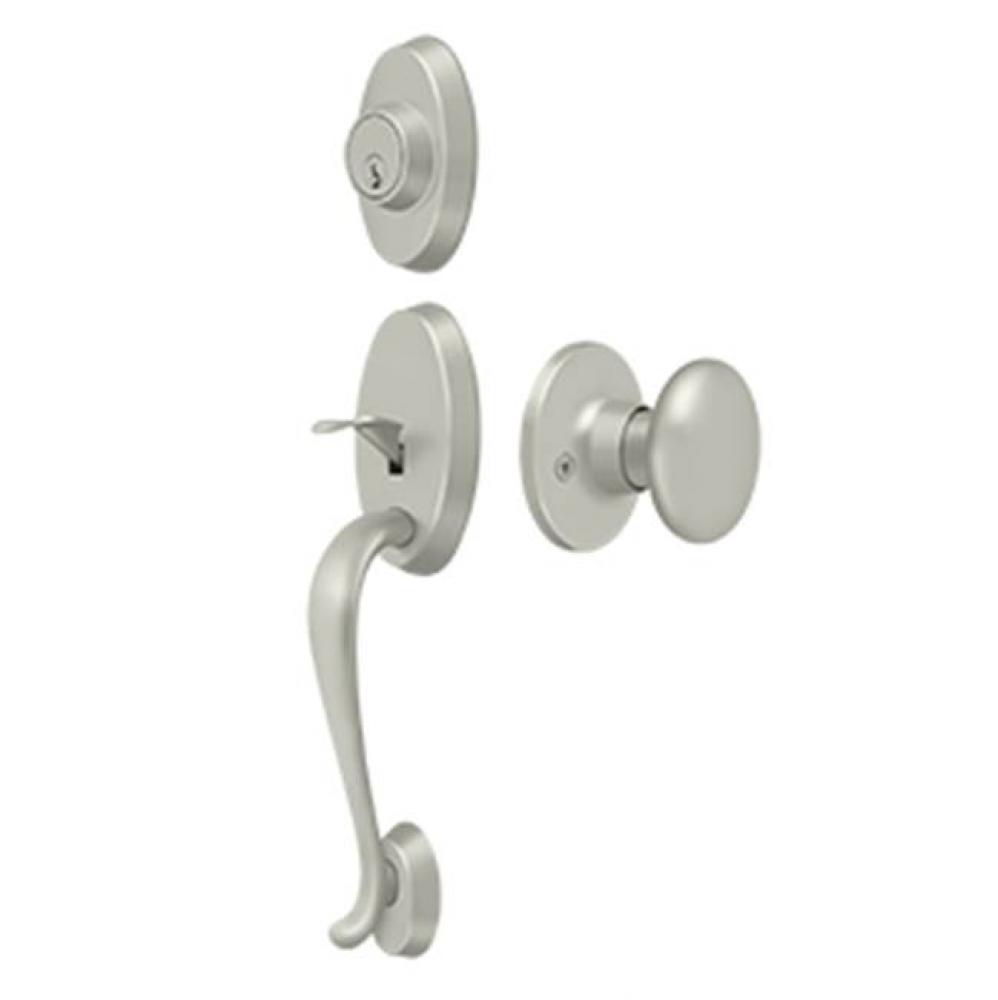 Riversdale Handleset with Flat Round Knob Entry