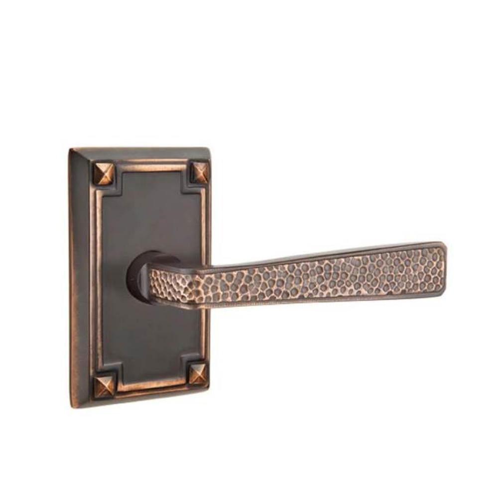 Privacy, Arts and Crafts Rectangular Rosette, Hammered Lever, RH, US10B