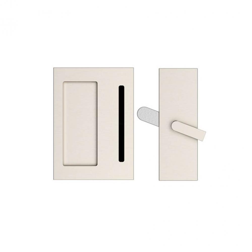 Modern Rectangular Barn Door Privacy Lock and Flush Pull with Integrated Strike US15