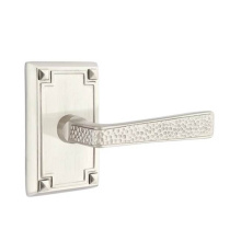 Emtek 5205HMLHUS15 - Privacy, Arts and Crafts Rectangular Rosette, Hammered Lever, LH, US15