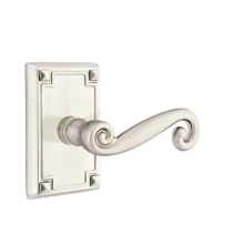 Emtek 5205RRHUS15 - Privacy, Arts and Crafts Rectangular Rosette, Rustic Lever, RH, US15