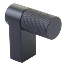 Emtek 86659.RECUS19.KNUS19 - Select Cabinet Finger Pull 2'' overall, Rectangular Stem US19, Knurled Bar US19