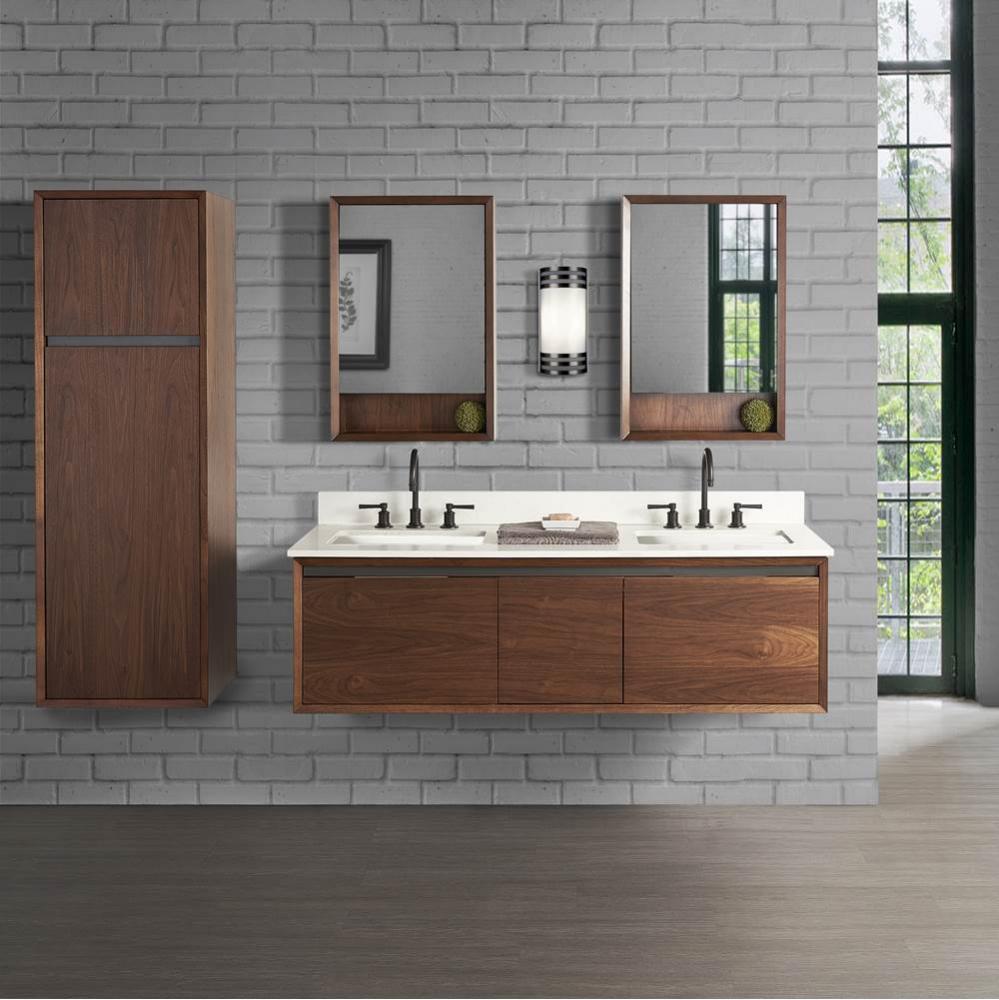 M4 60'' Double Bowl Wall Mount Vanity - Natural Walnut