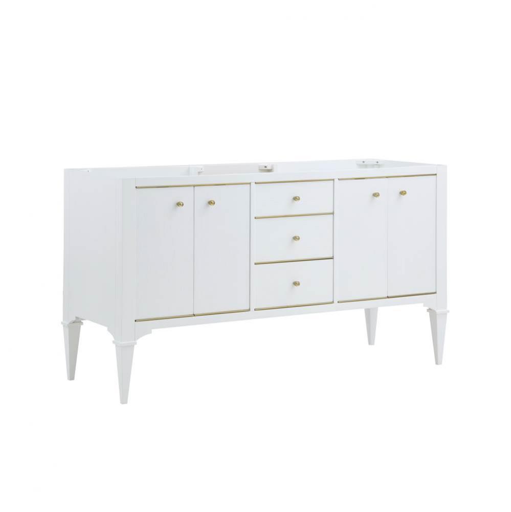 Charlottesville w/Brass 60'' Double Bowl Vanity - Polar White