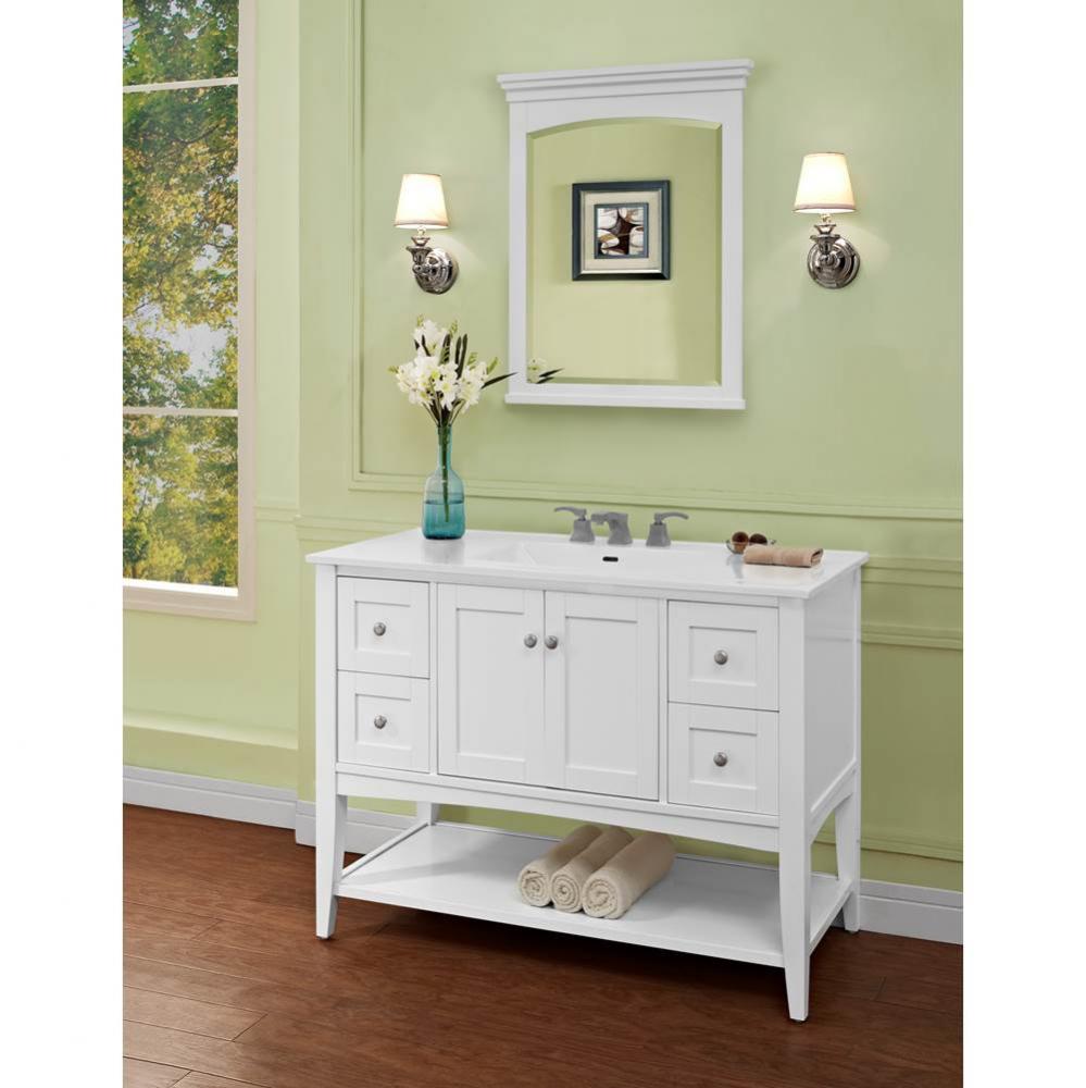 Shaker Americana 48'' Open Shelf Vanity - Polar White