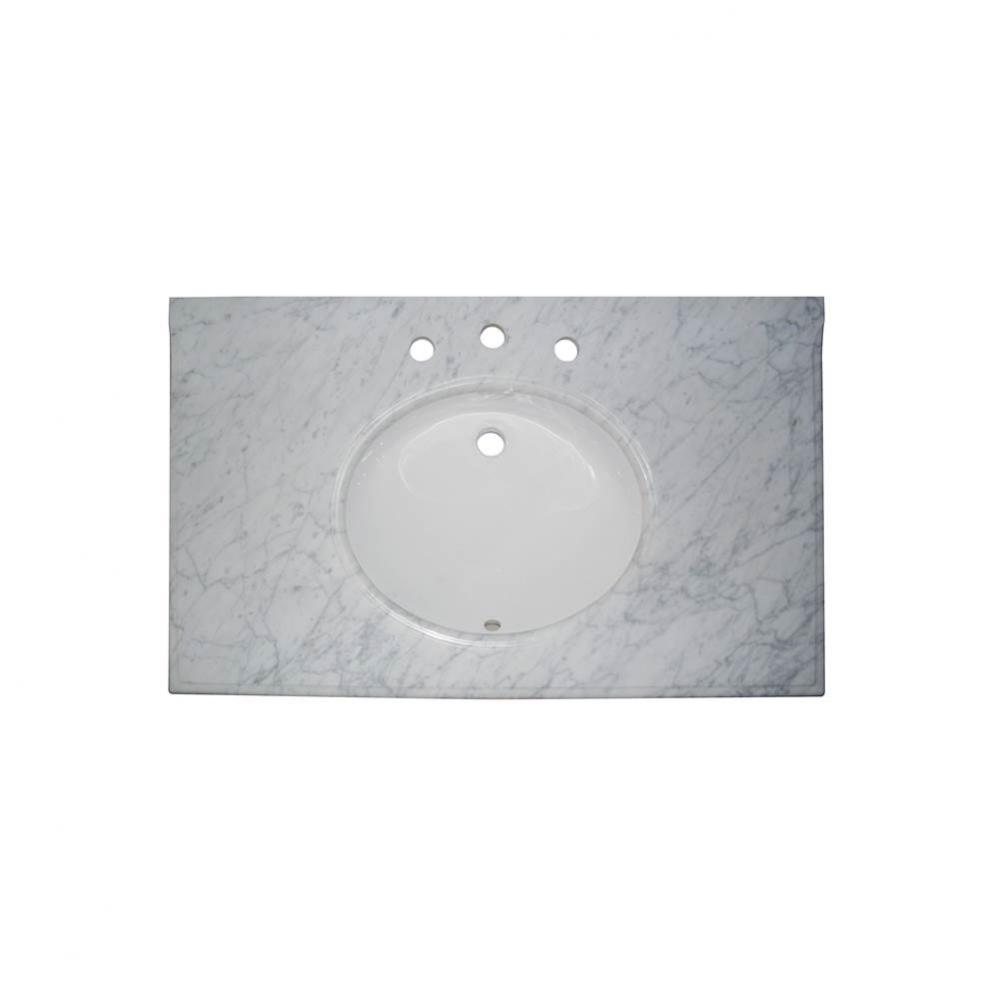 2cm (3/4'') 37'' White Carrera (WC) Marble Top - 8'' widespread