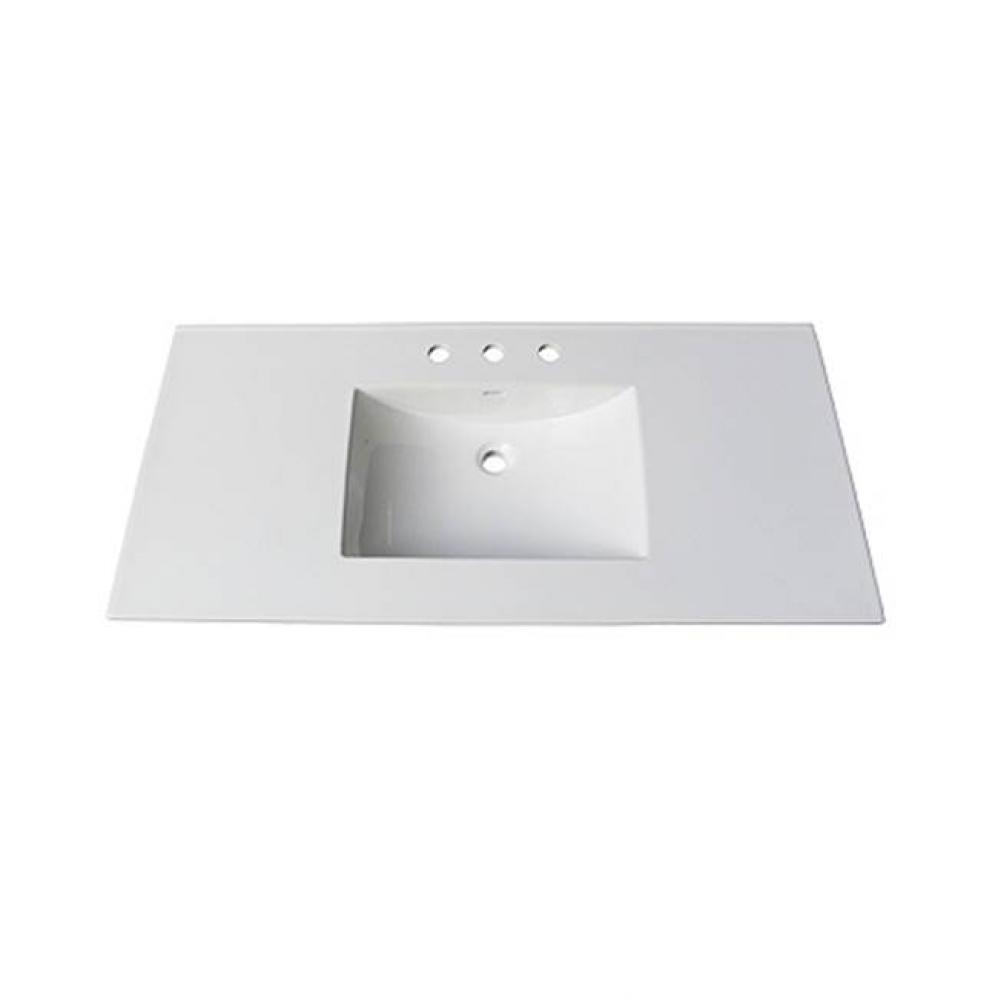 (11/16'') 49'' White Ceramic Top - 8'' widespread