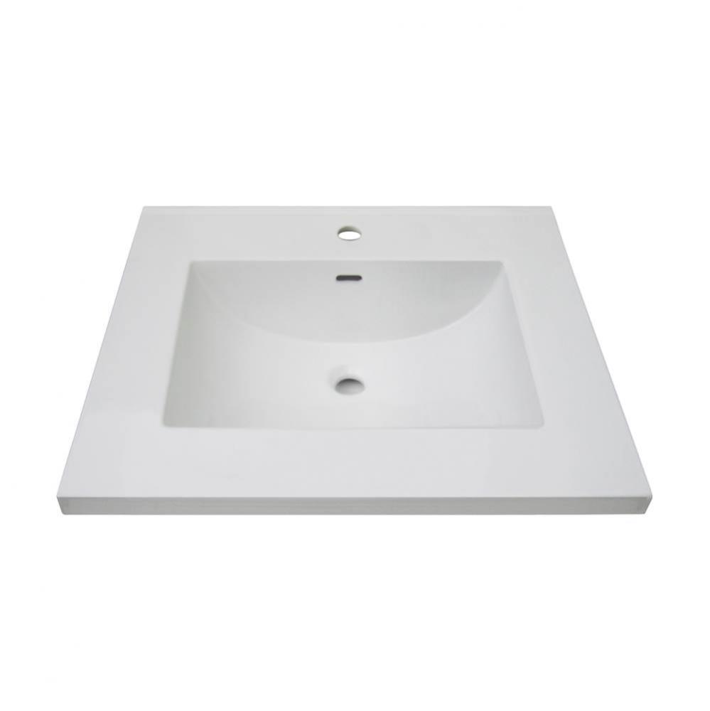 3cm (1-1/4'') 25'' White Ceramic Top - single hole