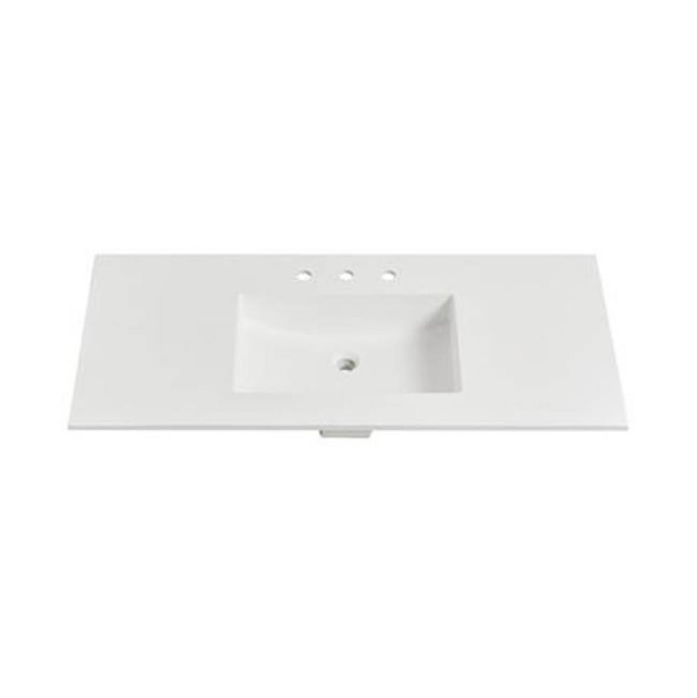 1.5cm (5/8'') 49'' Matte White (MW) fdSTONE™ Top - 8'' spread