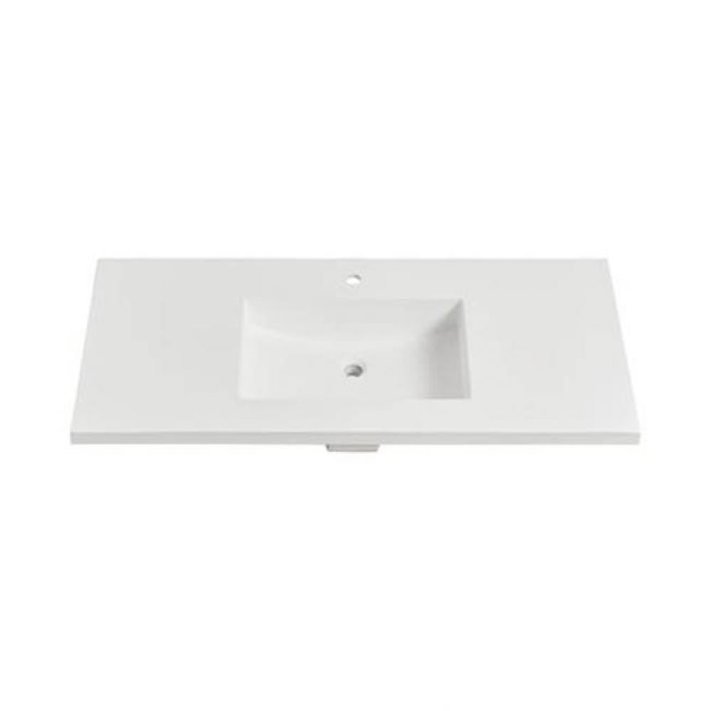 4cm (1½'') 49'' Matte White (MW) fdSTONE™ Top - single hole